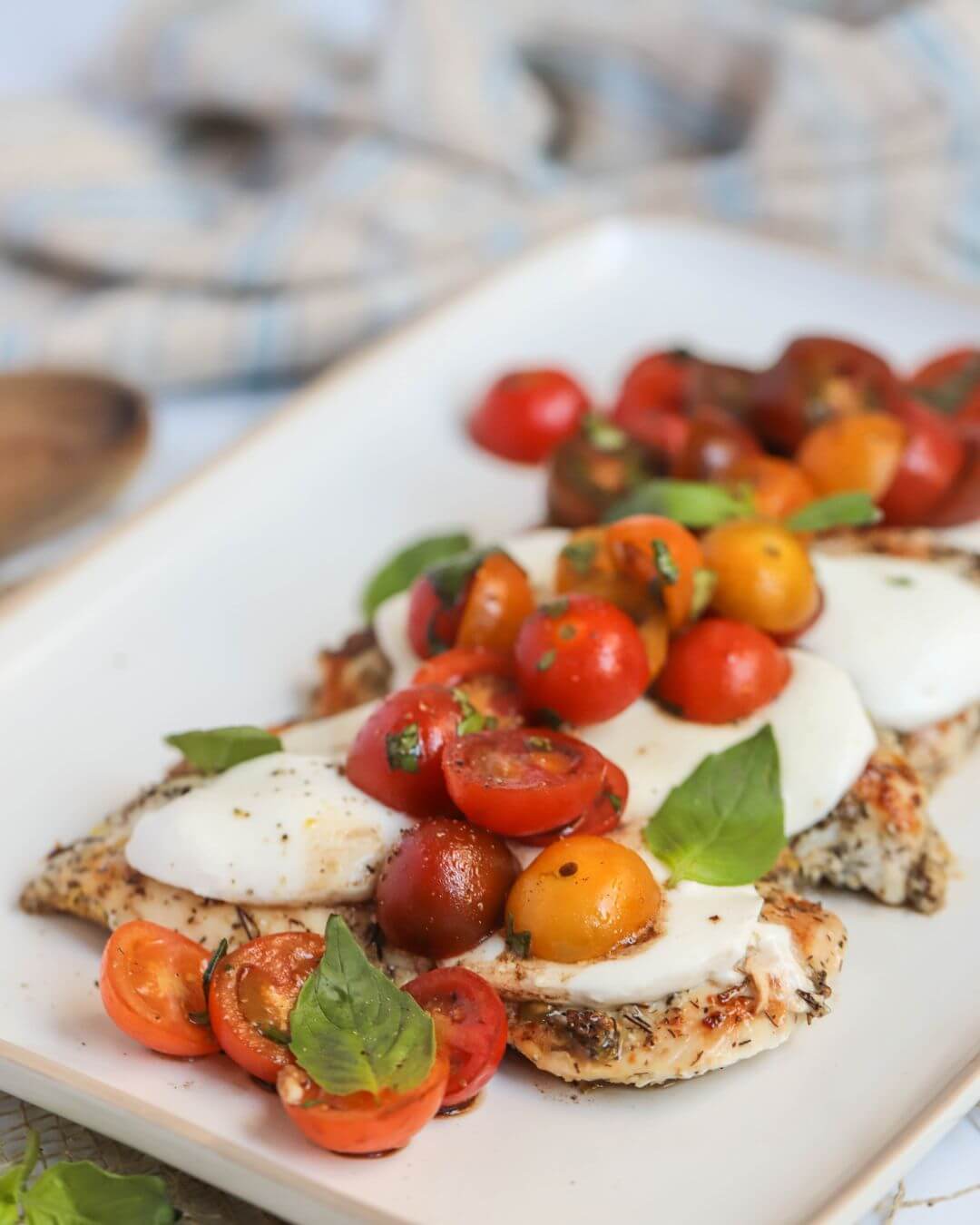 Chicken Caprese with Balsamic Tomato Salad